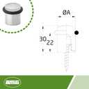 Amig | Door Stop | Stainless Steel, Rubber, Silver | Includes Fixing Accessories, Protects Walls, Prevents Door Bumps | Durable Home Door Stopper (25 x 30 mm)