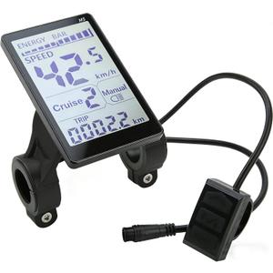 PerGar M5 Electric Bicycle LCD Display with Waterproof 6-pin Connector and 24V-60V Universal Voltage for e-Bikes and Electric Scooters, Robust ABS Replacement Panel for Easy retrofitting