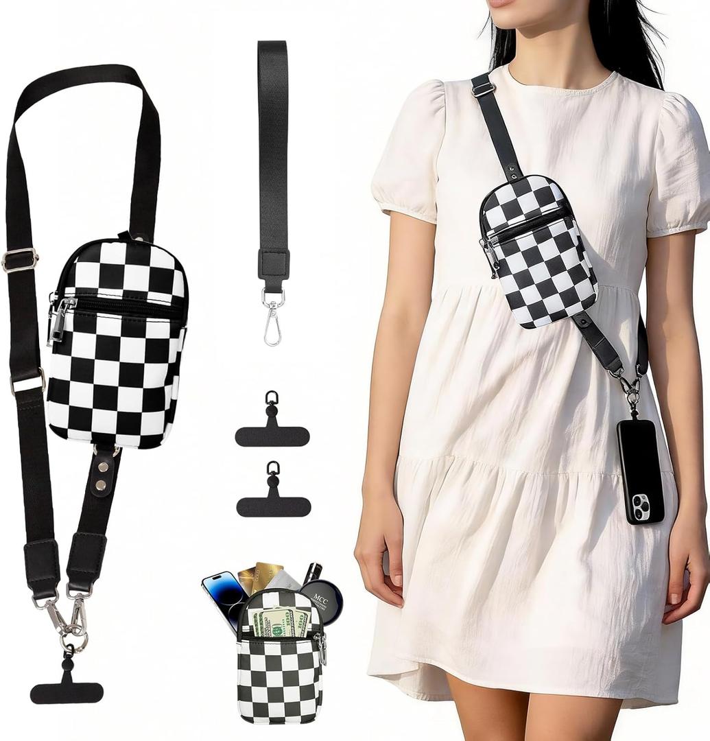 3-in-1 Clip and Go Phone Strap Crossbody with Detachable Wallet, RFID Blocking, Adjustable Anti-Theft Phone Lanyard