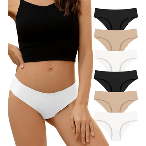 DEANGELMON Seamless Underwear for Women No Show Bikini Panties Comfortable Stretch Invisible Ladies Hipster Briefs, Size Small