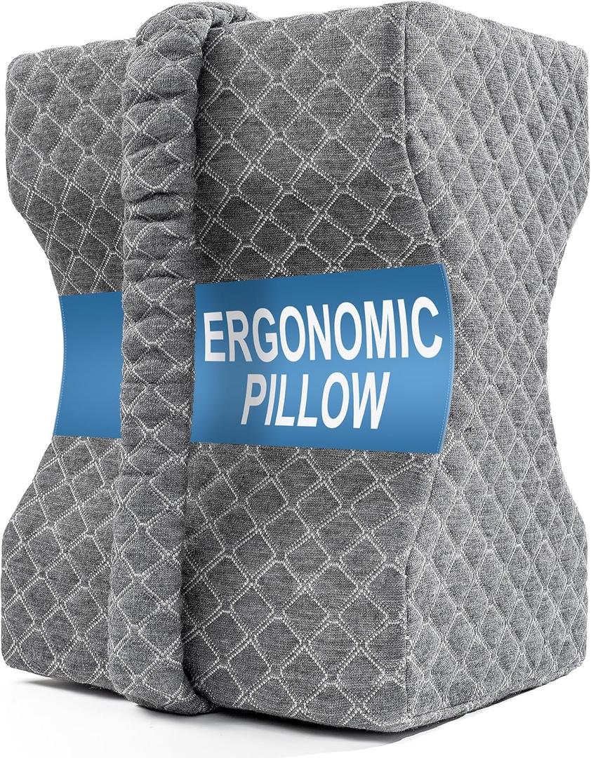 Knee Pillow for Side Sleepers, Leg Pillow for Sciatica, Back, HIPS, Knees, Joints Pain Relief,Pillows for Between Legs While Sleeping Spine Alignment Support & Relieves Pressure (Gray)