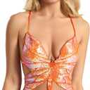 Womens Sparkly Sequin Butterfly Crop Top Sparkly Glitter Bandage Tank Bra Tops Belly Dance (Orange), One SIze