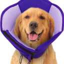 Dog Cone - Soft Cone for Dogs to Stop Licking, Pet E-Collar Alternative After Surgery, Adjustable Pet Recovery Collar for Wound Healing, Purple Large