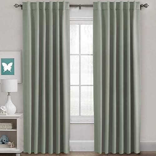 H.VERSAILTEX Blackout Curtains Thermal Insulated Window Treatment Panels Room Darkening Blackout Drapes for Living Room Back Tab/Rod Pocket Bedroom Draperies, 52 x 96 Inch, Light Sage,2 Panels