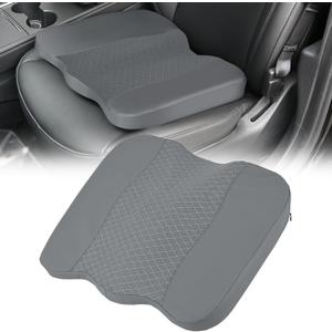 Nilight Car Seat Cushion Grey Leather Breathable Mesh Splicing Cushion Memory Foam Suitable for Daily Life Driving Relieves Sciatica and Tialbone Pain Improves Drive Visibility