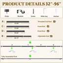 Curtain Rods for Windows 32-96 Inch, 1 Inch Adjustable Black Curtain Rod Set with Brackets, Easy Install
