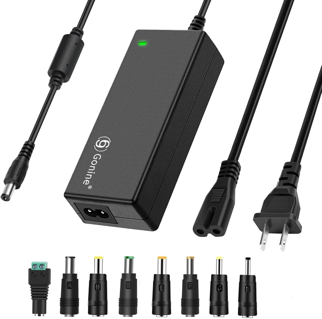 Gonine 24V 2.5A DC Power Supply Adapter, AC 100-240V 50-60Hz to 24Volts 2.5Amps Transformer for 24Vdc 0.1A~2.5A 1A 1.5A 2A Devices.