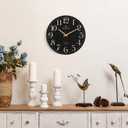 NIKKY HOME Farmhouse Black Wall Clock - 12 Inch Quartz Battery Operated Vintage Wooden Decorative Silent Analog Clock for Kitchen, Living Room, Bedroom, Office