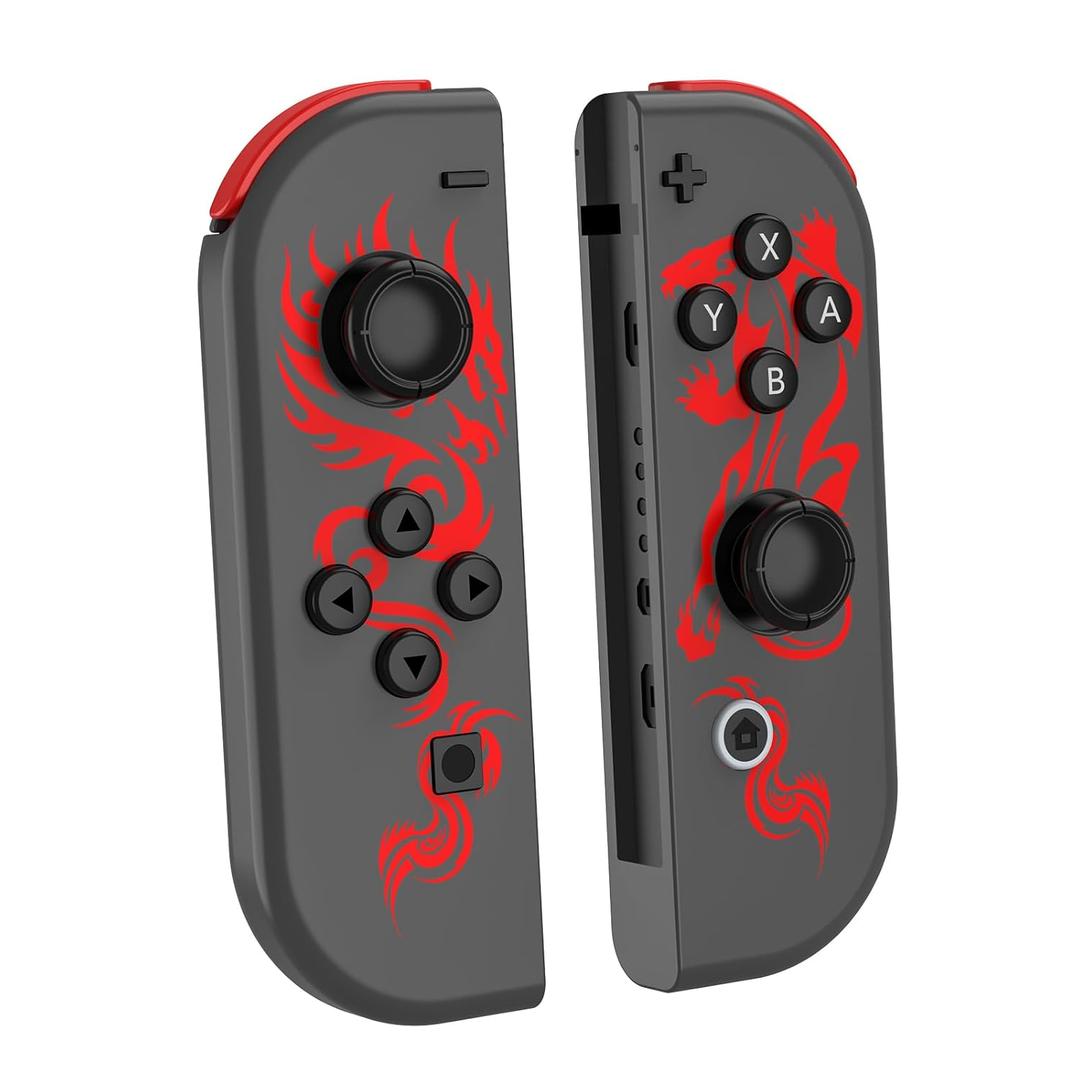 Nintendo Switch Controller, Replacement for Switch Joycon, Switch Wireless Controllers with 6-Axis Gyro,Wake-up, Vibration, Screenshot, Red Dragon