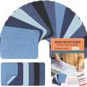 Iron On Patches for Clothes 24pcs, Iron On Patches for Jeans, Cotton Denim Repair Patch for Inside Jeans Fabric Kit, Jeans Knee, Pants, Clothing 3" by 4-1/ 4" Blue&Black