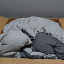 MUXHOMO 7 Pieces California King Comforter Set, Reversible Bed in a Bag Cal King Size, All Season Bedding Set with Comforter, Flat Sheet, Fitted Sheet, Pillowcases & Shams, Light Grey & Beige