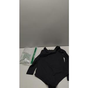 Kepblom Adult Ballet Dance Leotard Turtleneck Long Sleeve Spandex Bodysuit Tops for Women (Small, Black)