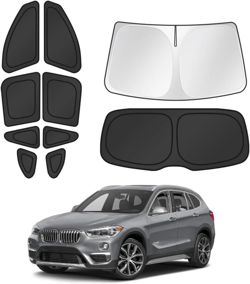 Canvcle Window Shades for 2016-2022 BMW X1 F48 Accessories Windshield Sun Shade Side Rear Window Cover Sunshade Sun Visor Shield Privacy Protection for Camping Keep Vehicle Cool Black 10PCS