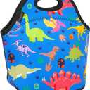 FlowFly Neoprene Kids Lunch box Insulated Soft Bag Mini Cooler Thermal Meal Tote Kit for Boys, Girls,Men,Women,School,Work, Office, Dinosaur