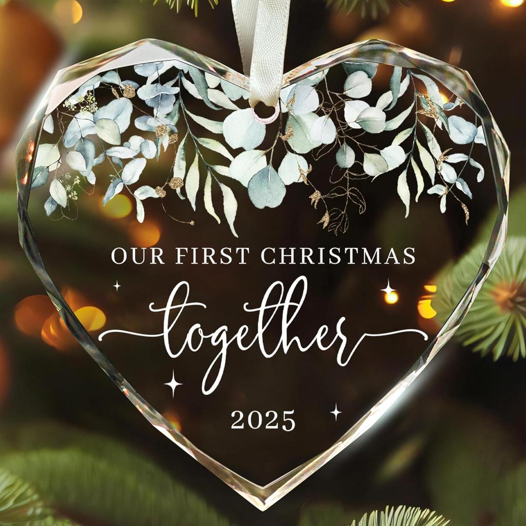 Our First Christmas Together Ornament 2025 - Wedding Gifts - Wedding Gifts for Couples 2025 - Future Mr and Mrs, Married Couple Gift Ideas - Glass 1st Christmas Together Ornament