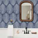 Fititem 393inL 17.3inW Blue Peel and Stick Wallpaper Coastal Boho Blue Contact Paper Cabinets Ocean Beach Modern Contact Paper Removable Self-Adhesive Waterproof Wallpaper for Bathroom Bedroom Dark