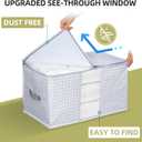 2 x 65L Freestanding Storage Bags, 3-Pack Waterproof Clothes Storage Bins Foldable Closet Organizers with 2 Durable Handles & Zipper for Blanket, Comforters, Bed Sheets, Pillows, Toys (White Print)