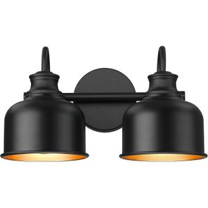 Bathroom 2-Light Vanity Fixture Farmhouse Wall Sconce with Matte Black Metal Shade Industrial Wall Lights for Bedroom,Kitchen,Living Room,Hallway