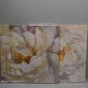 SEVEN WALL ARTS Peony Flower Canvas Wall Art Peonies Floral Pictures Set Abstract White and Yellow Blossom Paintings for Bedroom Living Room Home Office Decor 24"x24"x2pcs