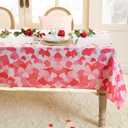 Valentines Tablecloth Square 10Fx10F Red Hearts Table Cloth Waterproof Table Cloth Wrinkle Resistant Polyester Table Cover for Home/Kitchen/Dining Room/Party/Picnic