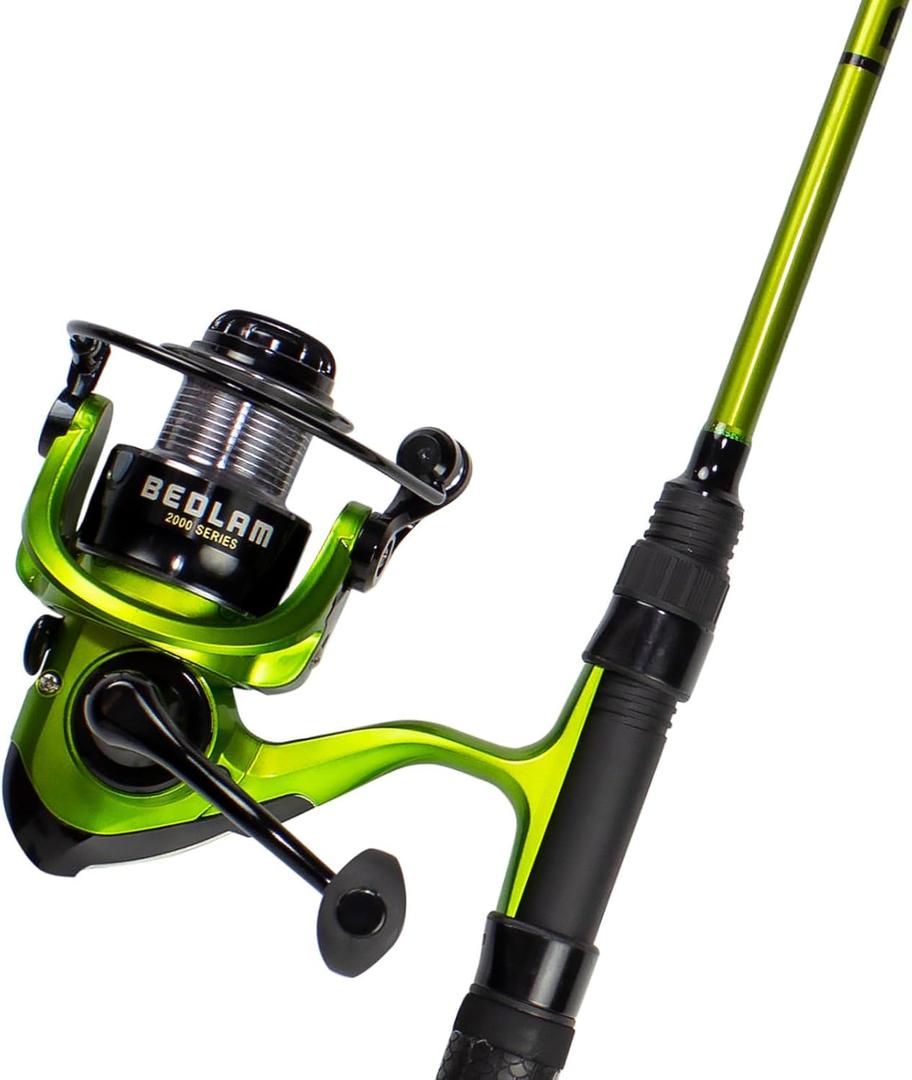 Lunkerhunt Fishing Rod and Reel Combo 6 Feet, 8 Inches | Spinning Reel Right and Left | Bedlam Fishing Rod Combo | Premium Medium Power Fishing Pole with High Strength Carbon Body | Non-Slip Grip