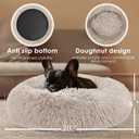 Hoewina Dog & Cat Bed, 20in Cat Beds for Indoor Cats, Calming Donut Bed for Puppy and Kitten, Washable Round Fluffy Pet Bed for Small Medium Dogs and Cats (Brown)