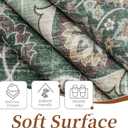 Rugs for Living Room, Lightweight Low Pile Area Rug with Non-Slip Backing Soft Carpet for Bedroom Dining Room Home Office Machine Washable Stain-Resistant Vintage (Forest Green, 6'  9')