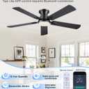 Ceiling Fans with Lights, 52'' Low Profile Ceiling Fan with Light and Remote/APP Control, Dimmable, Qiuet DC Motor, Flush Mount Ceiling Fan for Indoor Bedroom Living Room, Black
