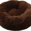 Mr Fluffy Friend - Original Calming Dog Bed, Warm Plush Donut, Washable (L, Coffee) (L (27.5"/70CM))