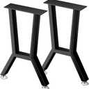 Set of 2 Metal Table Legs 16 inch Height Coffee Table Legs Bench Table Legs for DIY Desk Legs with Adjustable Leveling Glides Ottoman Furniture Legs Easy Install Matte Black Finish