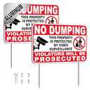 2 Pack Aluminum No Dumping Signs with Stakes, 8x12 Rust-Free Reflective Private Property Sign for Yard or Fence, Weatherproof Outdoor Use