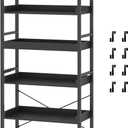 HCHQHS 6 Tier Bookshelf, Adjustable Industrial Bookcase, Vertical Tall Book Shelf, Wood and Black Metal Open Bookshelves for Home Office, Living Room, Bedroom, 70 Inch