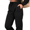 BTFBM Women 2 Piece Outfits Long Sleeve Crop Top Pullover Drawstring Pant Jogger Set Casual Sweatsuits Tracksuit Pockets (Small, Black)