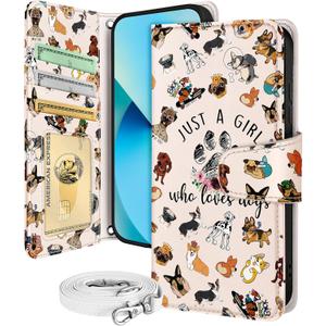 Buleens for Samsung Galaxy S23 Plus Wallet Case for Women - with Card Holder S23 Plus Flip Case Leather Crossbody Cute Aesthetic Galaxy S23+ Case with Strap Kickstand for Girls Girly, Little Puppy