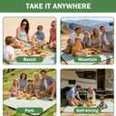 Extral Large Outdoor Waterproof Picnic Blanket With Shoulder Strap, 80"X80" 3-Layer Windproof Foldable Picnic Mat with Corner Nails, Machine Washable, Camping, Lawn Park Grass, Travel, Beach, Green