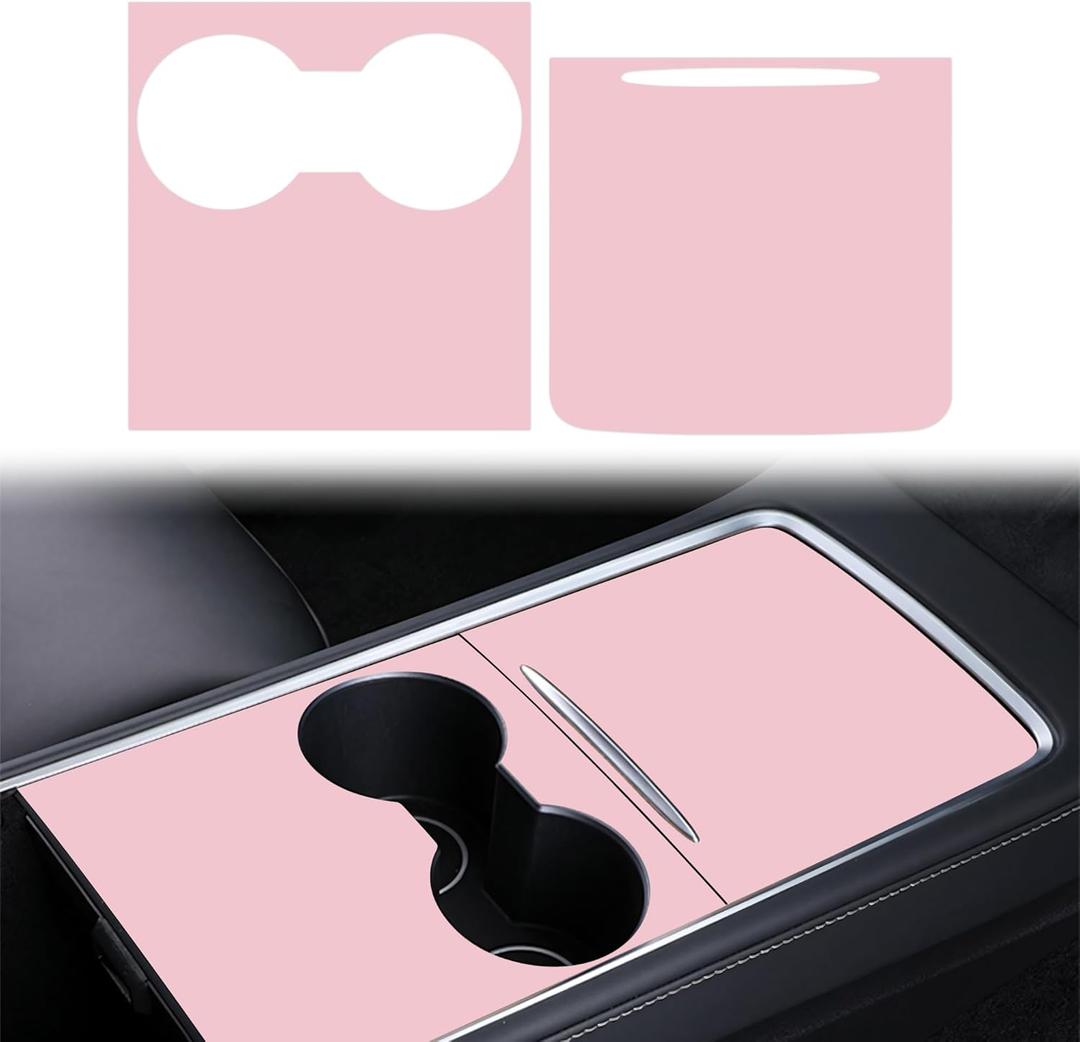 Center Console Wrap Light Pink for Tesla Model 3/Y 2021-2025,Console Cover for Tesla Interior Decor Accessories(Not for M3 Highland/My Juniper)