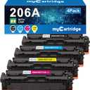 206A Toner Cartridges 4 Pack (with Chip) Compatible Replacement for HP 206A 206X for Color Laserjet Pro MFP M283fdw M283cdw M283fdn M282nw Pro M255dw M255nw M283 M255 Printer W2110A W2110X High Yield