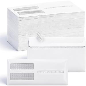 300 Pcs 1099 Nec Tax Form Envelopes Fits 3 Part 1099 Nec 2025 Forms 8-6/7" x 3-6/7" Self Adhesive Double Window Security Envelopes