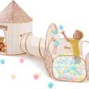 Tiny Land Kids Play Tent with Tunnel, Pop Up Play Tent with Ball Pits for Toddlers, Baby Tent with Carry Bag, Toddler Tents Indoor (Khaki)