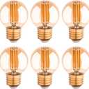 G16.5 Led Bulb, Small Round Edison Light Bulbs, E26 Dimmable Globe Amber Vanity Light Bulbs, 6w 2700k Vintage LED Filament Edison Bulb