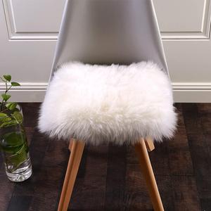 Softlife Square Faux Fur Sheepskin Chair Cover Seat Cushion Pad Super Soft Area Rugs for Living Bedroom Sofa (1.6ft x 1.6ft, White, pack of 2)