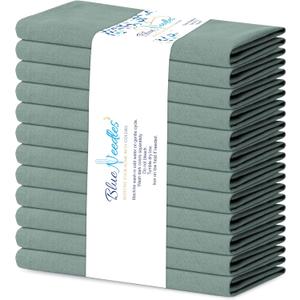 Blue Needles Solid Cloth Napkins Set of 12 Hunter Green 100% Cotton Dinner Napkins 18x18 inches - Soft, Reusable, Absorbent & Washable Linen, Ideal for Spring Summer Easter Parties & Everyday Use