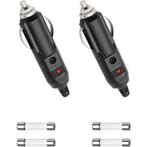 2PCS Cigarette Lighter Male Plug, 12V/24V Aux Socket Plug with 15A/20A Fuse, LED Indicator, Car Cigarette Lighter Plug