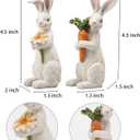 Newman House Studio Easter-Decorations Bunny-Decor Spring-Figurines Table-Centerpiece - 2PC Spring Decorations Resin Rabbits with Carrot and Flower Tabletop Ornaments for Home Farmhouse 4.5H inch