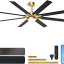 LANMEL Metal Ceiling Fan with Lights and Remote, 72 Inch, Gold & Black
