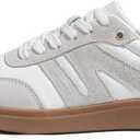 LUCKY STEP Women Classic Retro Gum Sole Fashion Sneakers Casual Tennis Skate Shoe Genuine Leather Walking Footwear Anti Slip Trainers, 8.5 US