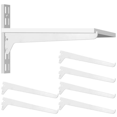 Blulu 5 Pcs 10'' Single Track System Shelf Brackets Shelving Brackets Adjustable, Metal Upright Track Stands for Shelving Shelf Standard Stand for Home Utility Room Kitchen Closet (White)