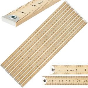 Hoteam 10 Pcs Heavy Duty Wooden Yardstick 36 Inches Natural Wood Yard Stick Ruler with Hang Hole Metal Tips 1/4-inch-thick Yardstick Ruler Metal Ends Meter Stick Clothing Measuring Home Office