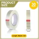 Treela 30 Rolls 1 Inch x 60 Yards Filament Strapping Tape Heavy Duty Fiberglass Reinforced Packing Shipping 5.5 Mil Transparent Tape for Sealing Binding Fixing