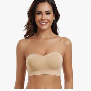 DotVol Women’s Wireless Strapless Bra with Non-Slip Silicone Multiway Seamless Bandeau Tube Top Bralette L